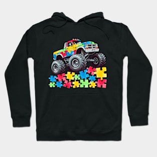 Kids Monster Truck Puzzles Cute Kids Autism Awareness Hoodie